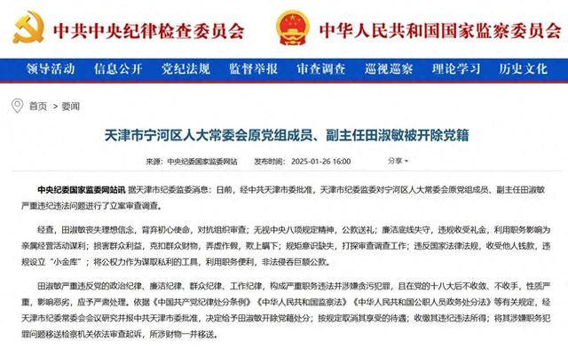 弄虚作假，欺上瞒下！天津市宁河区人大常委会原党组成员、副主任田淑敏被开除党籍