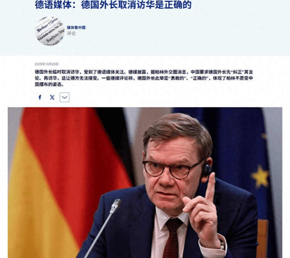 德国媒体：德国外长取消访华没错，欧洲再弱，也没弱到要举白旗的地步